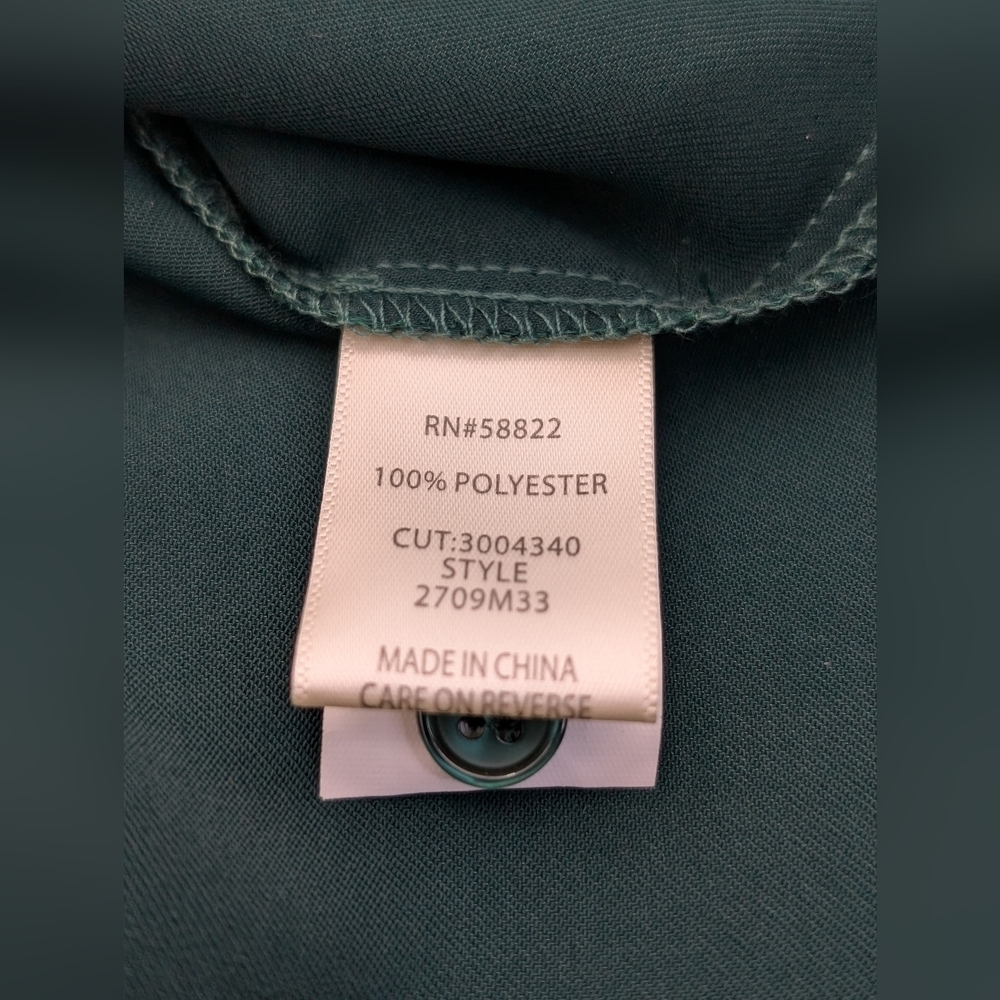 MAX STUDIO Emerald Green Blouse Polyester Women's Long Sleeve Size XS - Picture 16 of 17